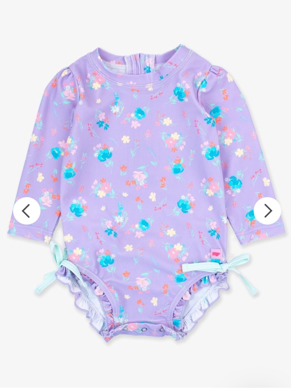 Ruffle Butts Baby Size 0-3 Months Long Sleeve Rash Guard Purple Garden Print NEW